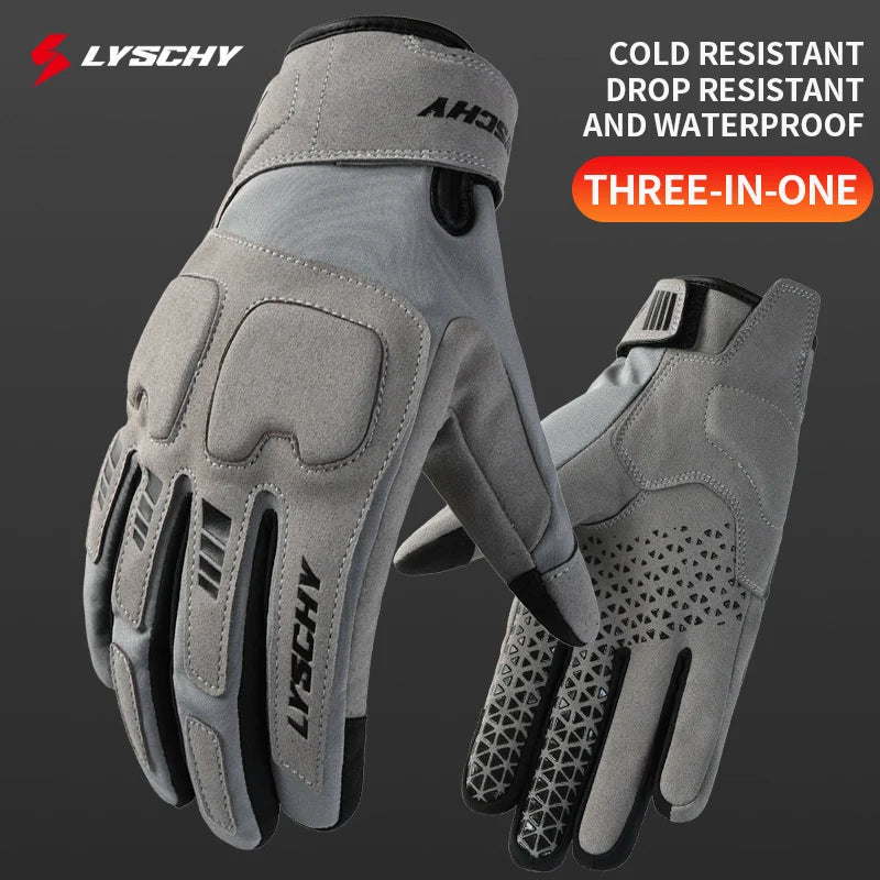 LYSCHY Motorcycle Gloves Winter Warm Full Finger Motorbike Gloves Abrasion Resistant Luvas Touch Screen Motocross Bike Guantes