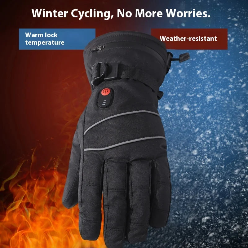 Touchscreen Heating Gloves Outdoor Cycling Skiing Electric Heated Mountaineering Fleece Lined Gloves Motorcycle Street Gear