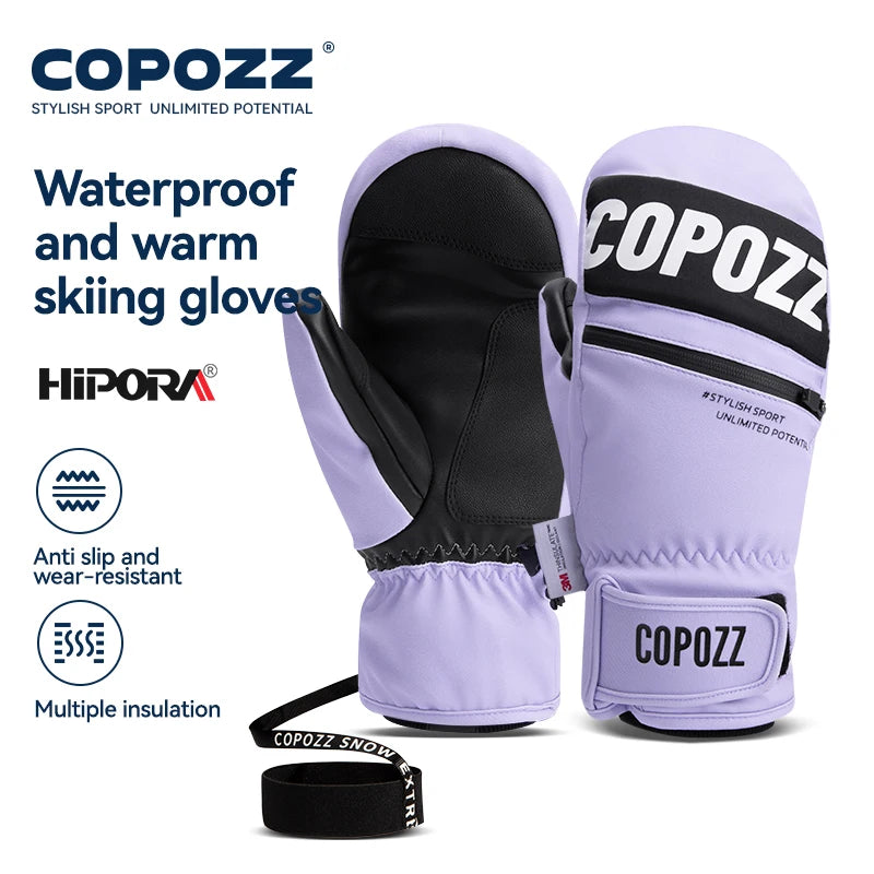 COPOZZ New Upgrade Thicken Ski Gloves Winter Men Women 3M Thinsulate Thermal Snowboard Gloves Waterproof Warm Mittens Ski Gloves