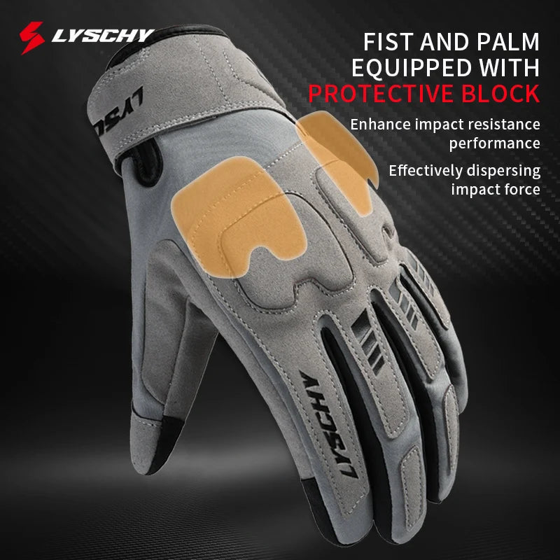 LYSCHY Motorcycle Gloves Winter Warm Full Finger Motorbike Gloves Abrasion Resistant Luvas Touch Screen Motocross Bike Guantes